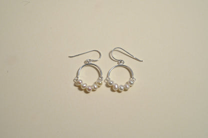 Sterling Silver Circle Earrings with Mother of Pearl