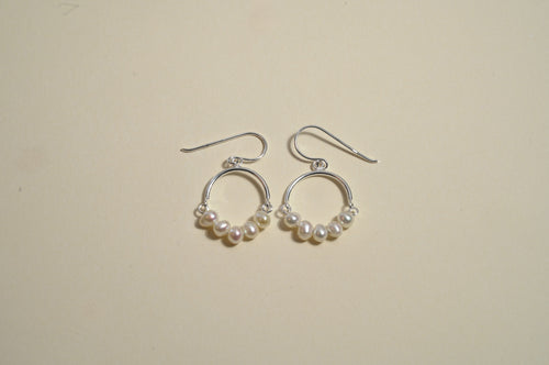 Sterling Silver Circle Earrings with Mother of Pearl