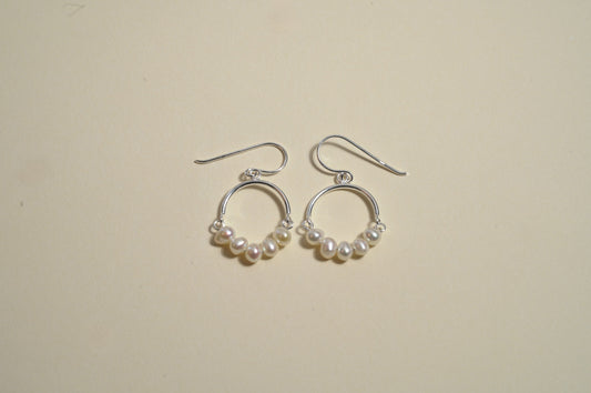 Sterling Silver Circle Earrings with Mother of Pearl