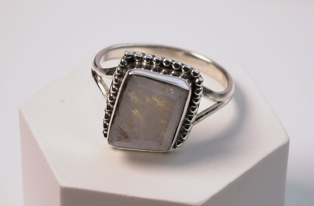 Sterling Silver Cut Moonstone Ring