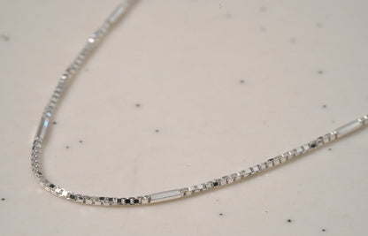 Sterling Silver Detailed Box Chain Necklace