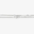 A silver-toned chain necklace with a lobster clasp, shown horizontally against a plain white background.