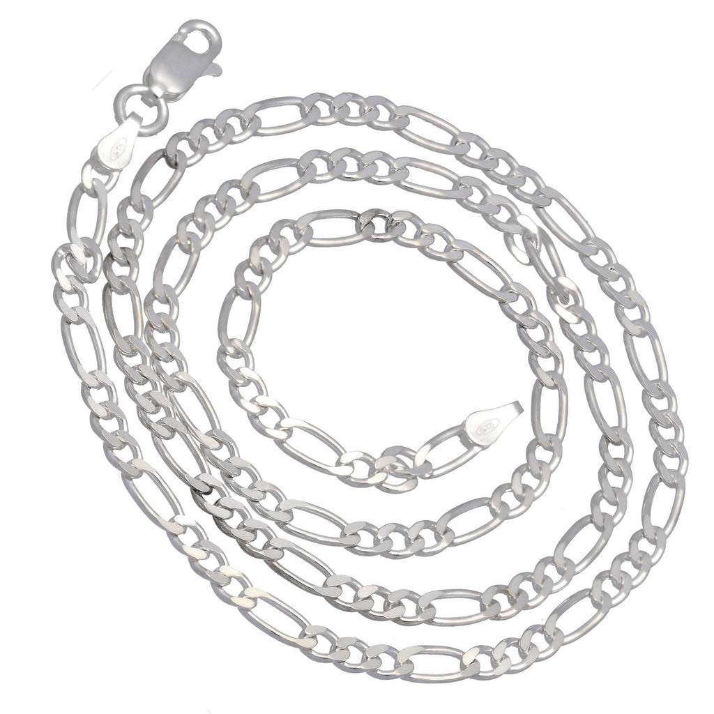 Sterling Silver Diamond-Cut Figaro Chain Necklace
