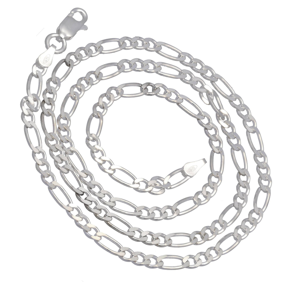 Sterling Silver Diamond-Cut Figaro Chain Necklace