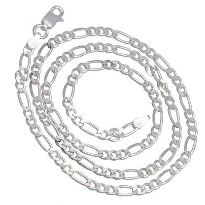 Sterling Silver Diamond-Cut Figaro Chain Necklace