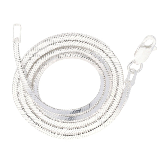 Sterling Silver Diamond-Cut Square Magic Snake Chain Necklace