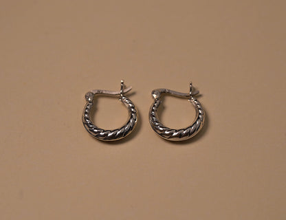 Sterling Silver Mini Textured Huggie Hoop Earrings