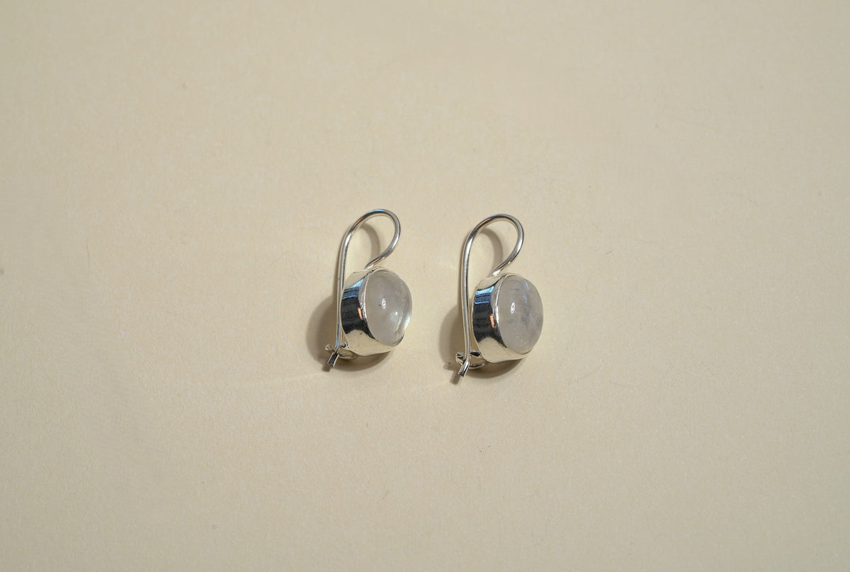 Sterling Silver Moonstone Circle Drop Earrings