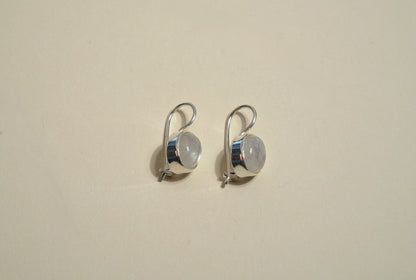 Sterling Silver Moonstone Circle Drop Earrings