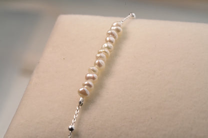 Sterling Silver Mother of Pearl Line Bracelet