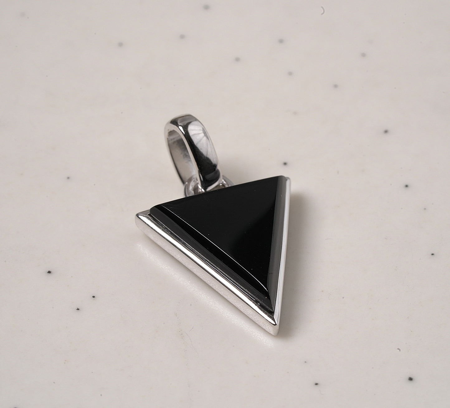 Sterling Silver Mother of Pearl Triangle Pendant Black