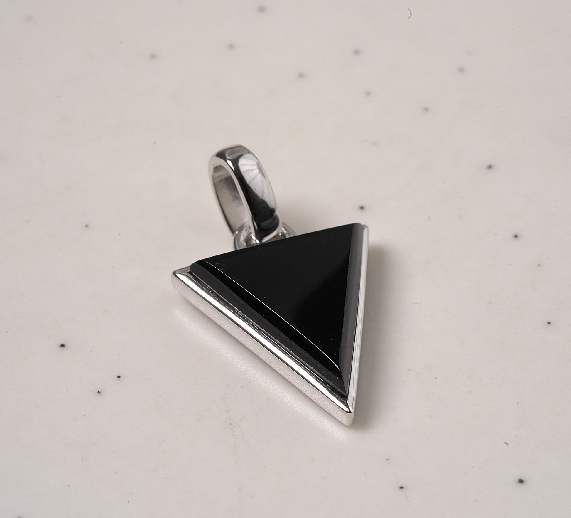 Sterling Silver Mother of Pearl Triangle Pendant Black