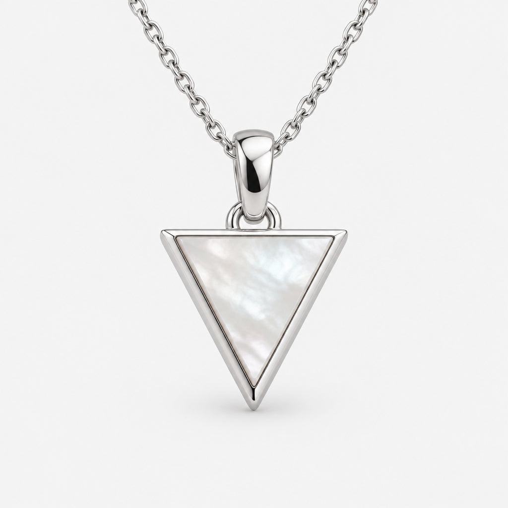 Sterling Silver Mother of Pearl Triangle Pendant Black