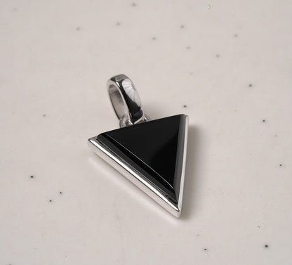 Sterling Silver Mother of Pearl Triangle Pendant Black