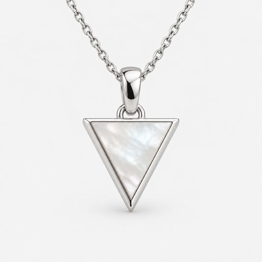 Sterling Silver Mother of Pearl Triangle Pendant Black