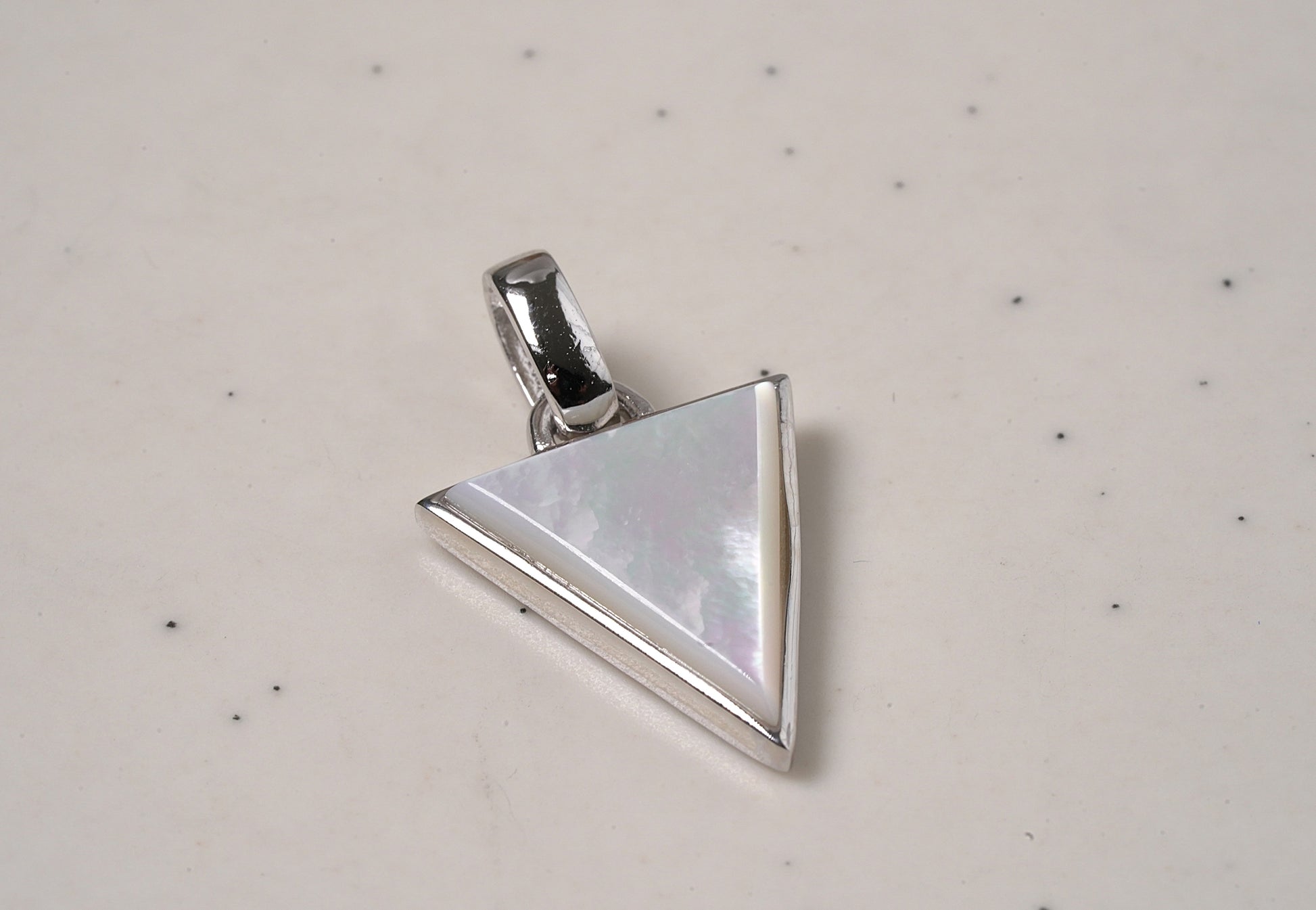 Sterling Silver Mother of Pearl Triangle Pendant White