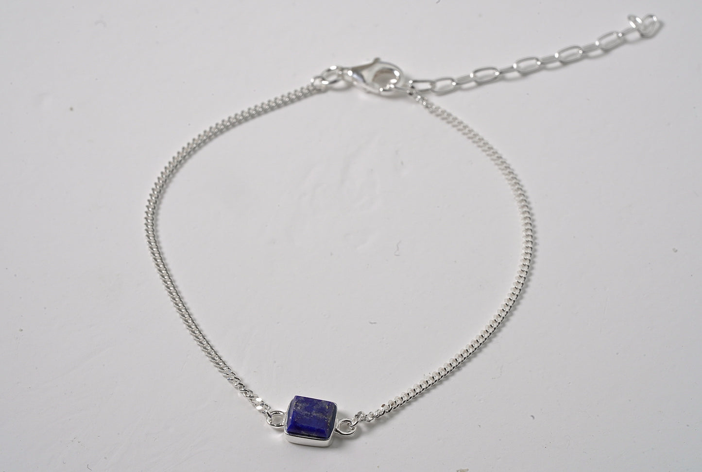 Sterling Silver Natural Blue Lapis Stone Bracelet