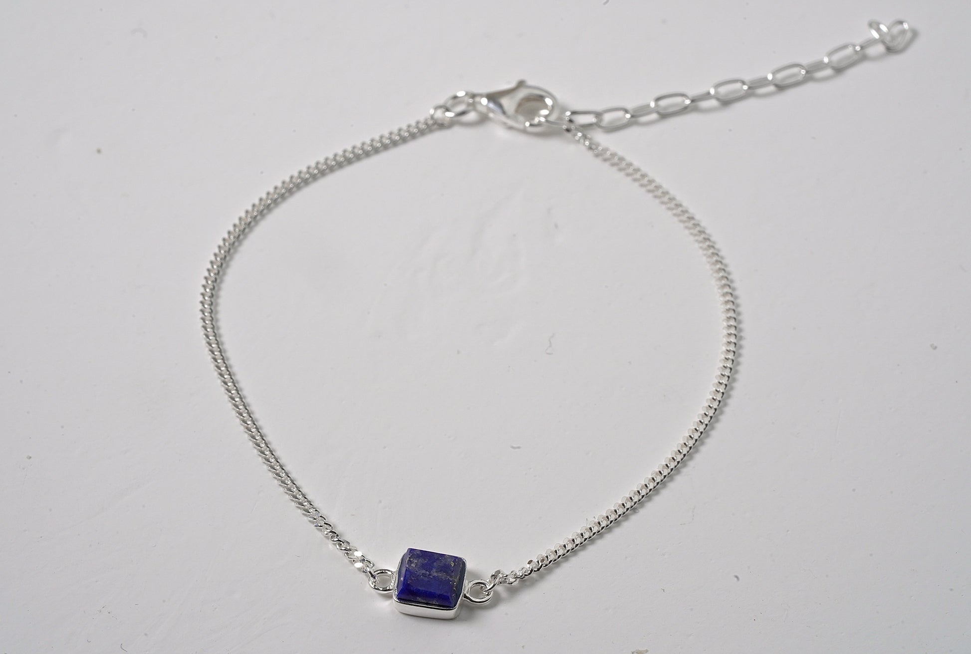 Sterling Silver Natural Blue Lapis Stone Bracelet