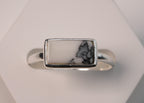 Sterling Silver Natural Marble Gemstone Rectangle Ring