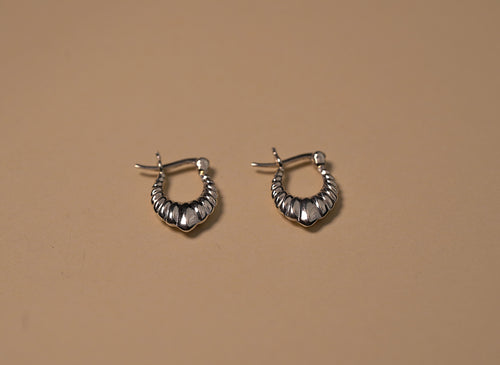Sterling Silver Patterned Mini Drop Hoop Earrings