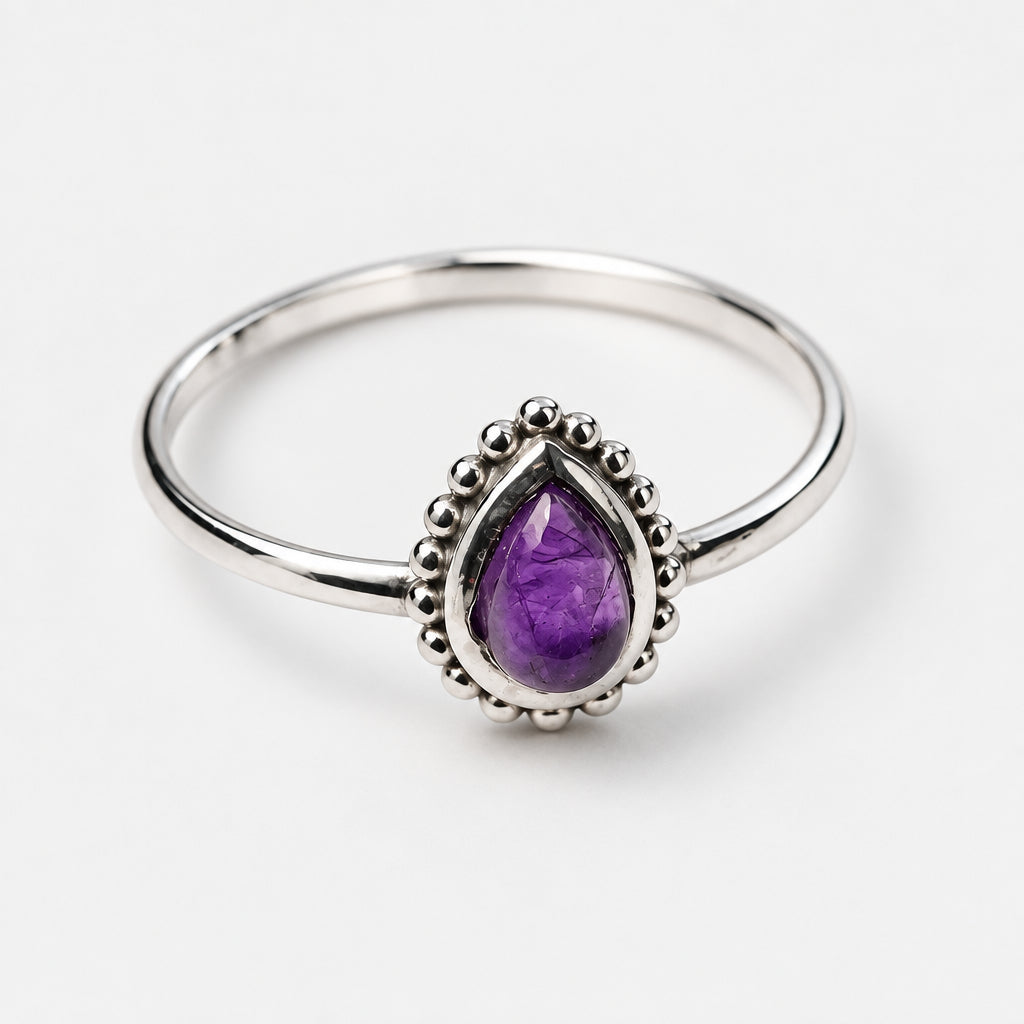 Sterling Silver Petite Amethyst Ring 