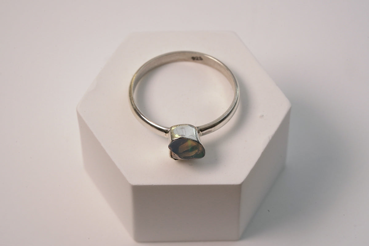 Sterling Silver Petite Cut Opal Ring