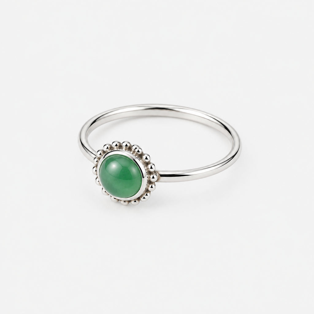 Sterling Silver Petite Jade Ring with Circle Stone