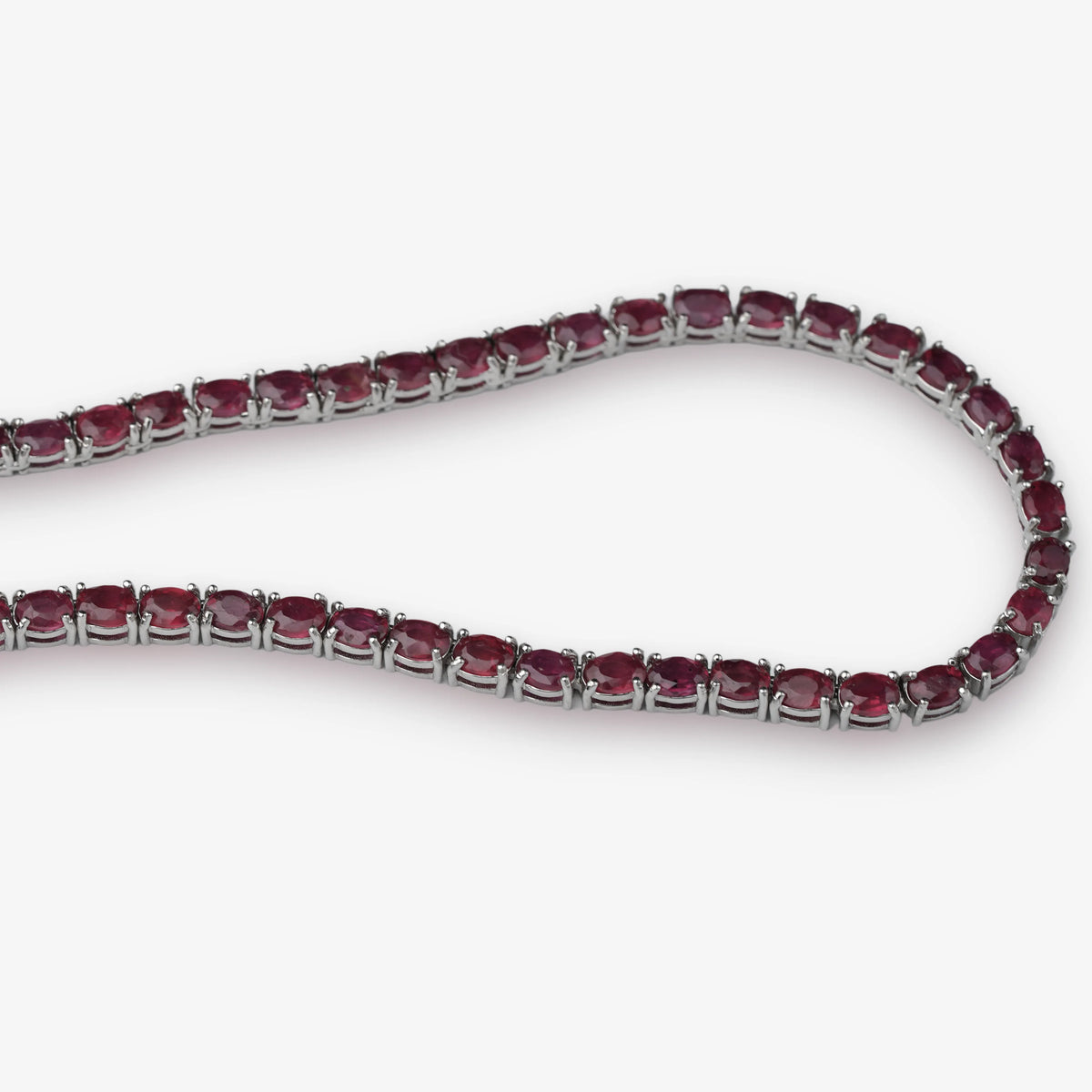 Sterling Silver Tennis Necklace set with Heated Natural Ruby