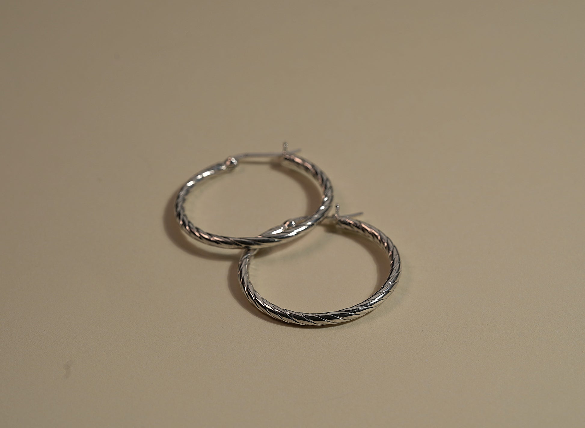 Silver Striped Hoop Earing - Griha Threads & Treasure