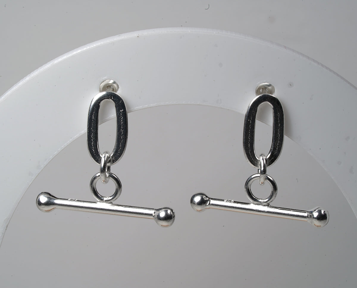 925 T-Bar Style Earrings Sterling Silver and Gold Plated