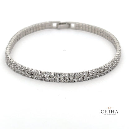 Sterling Silver Tennis Bracelet Double Layered