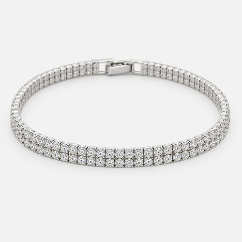 Sterling Silver Tennis Bracelet Double Layered