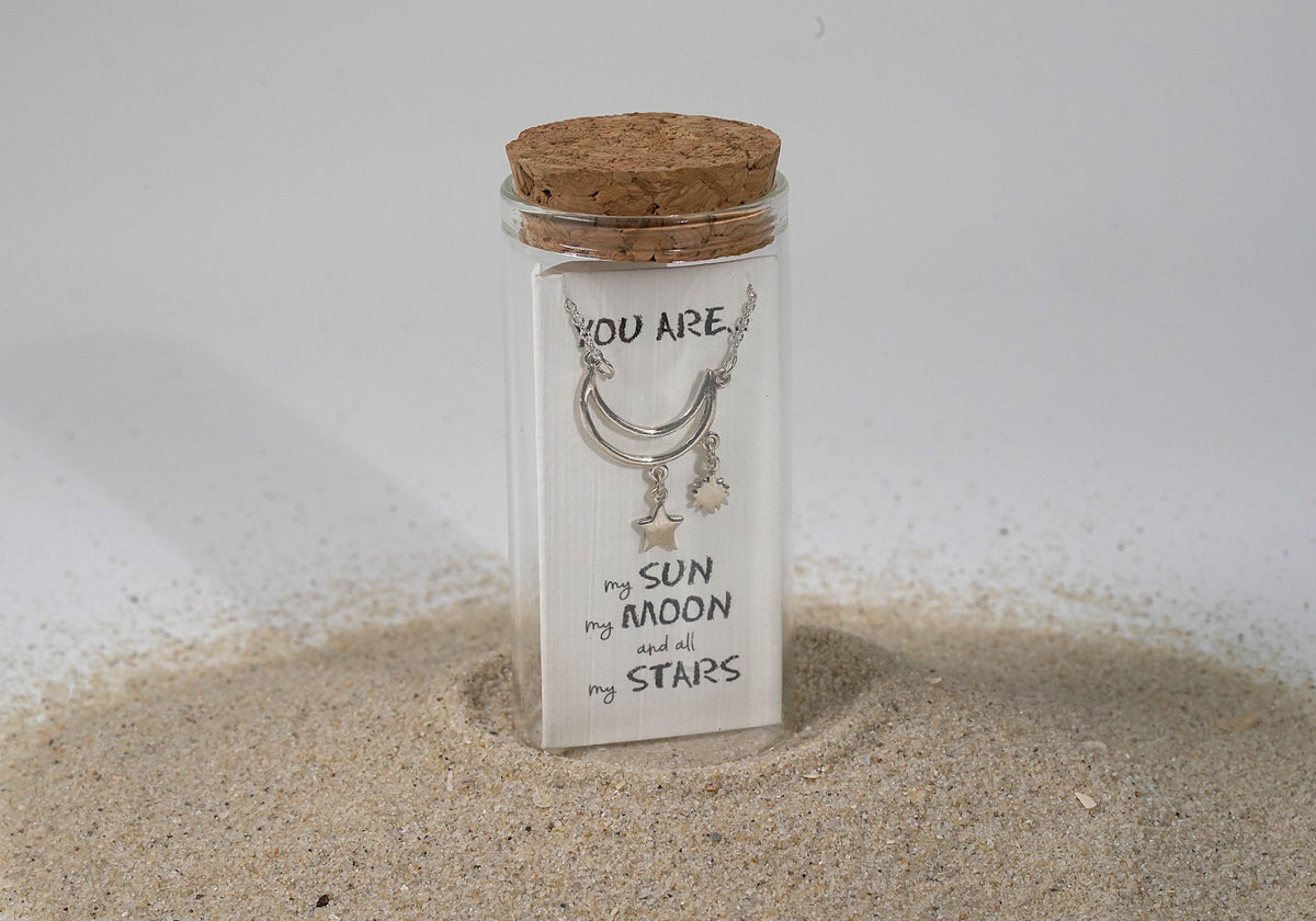 Sun, Moon and Stars Silver Necklace - Griha Threads & Treasure