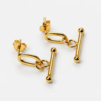 925 T-Bar Style Earrings Sterling Silver and Gold Plated
