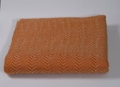Thick Pashmina Shawl Orange Zig Zag Geometric Pattern