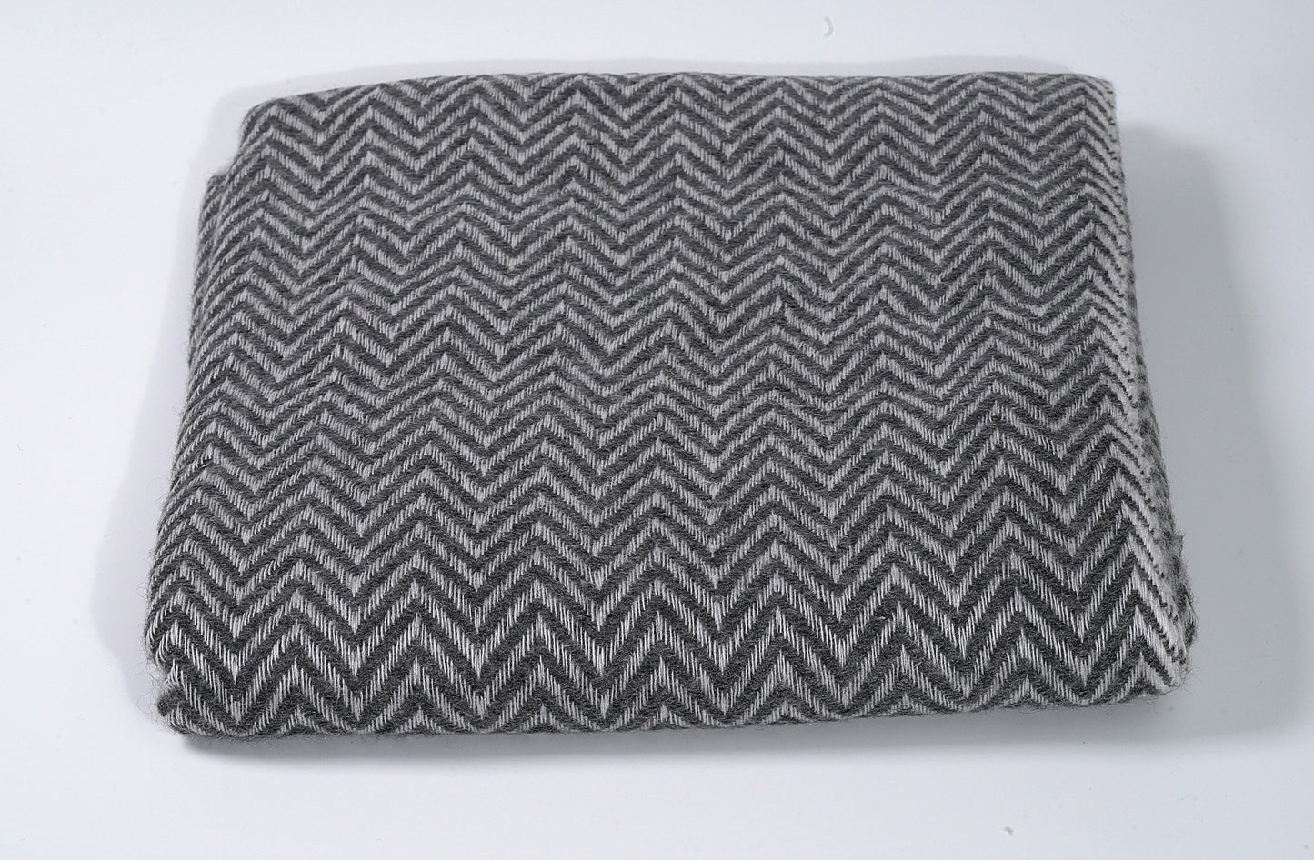 Thick Pashmina Shawl with Grey and Charcoal Zig Zag Pattern