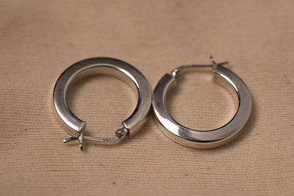 Thick Silver Statement Hoop Earing - Griha Threads & Treasure