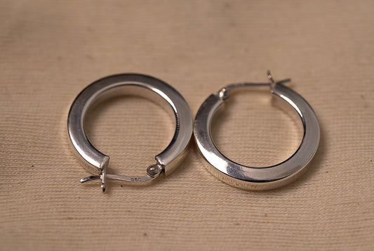 Thick Silver Statement Hoop Earing - Griha Threads & Treasure