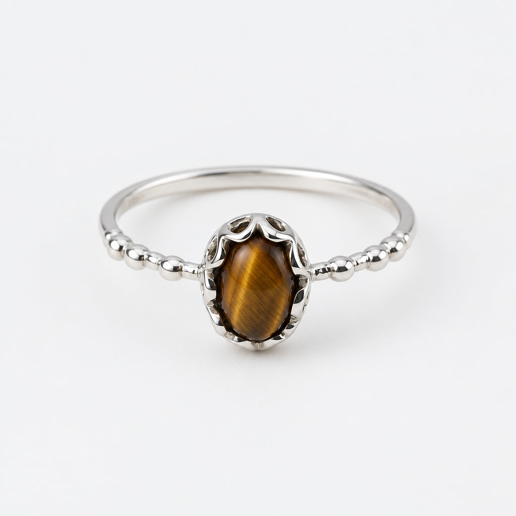Tiger Eye Gemstone Ring in Sterling Silver