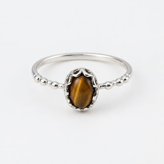 Tiger Eye Gemstone Ring in Sterling Silver
