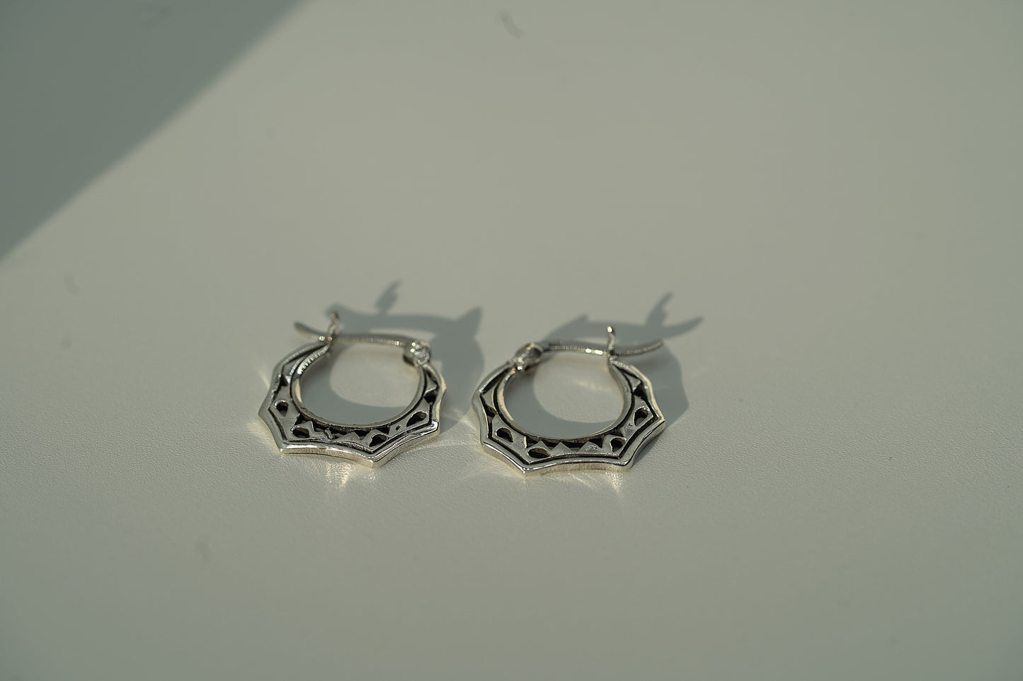 Tribal Inspired Silver Hoop Earrings - Griha Threads & Treasure