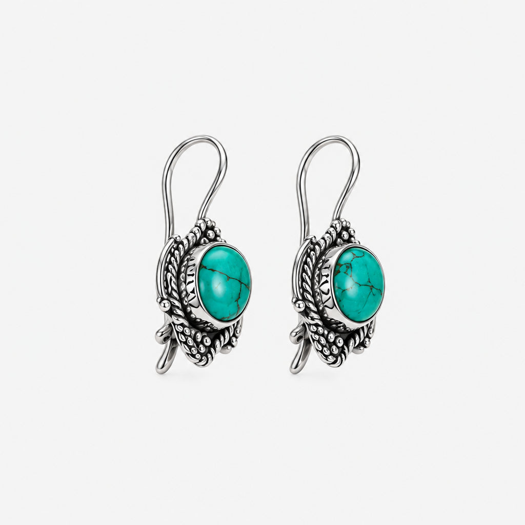 Turquoise Drop Earring Bohemian Design - Griha Threads & Treasure