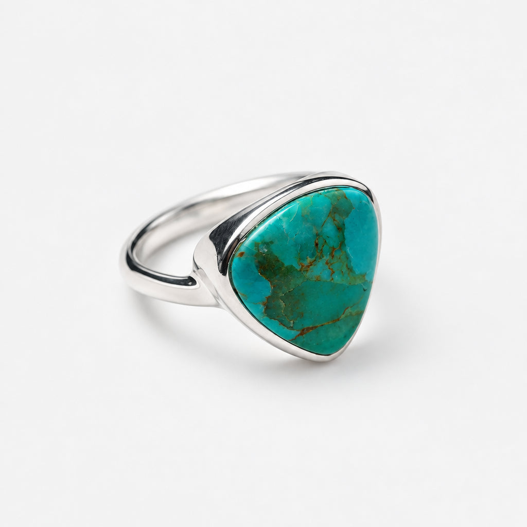 925 Sterling Silver Large Turquoise Stone Ring