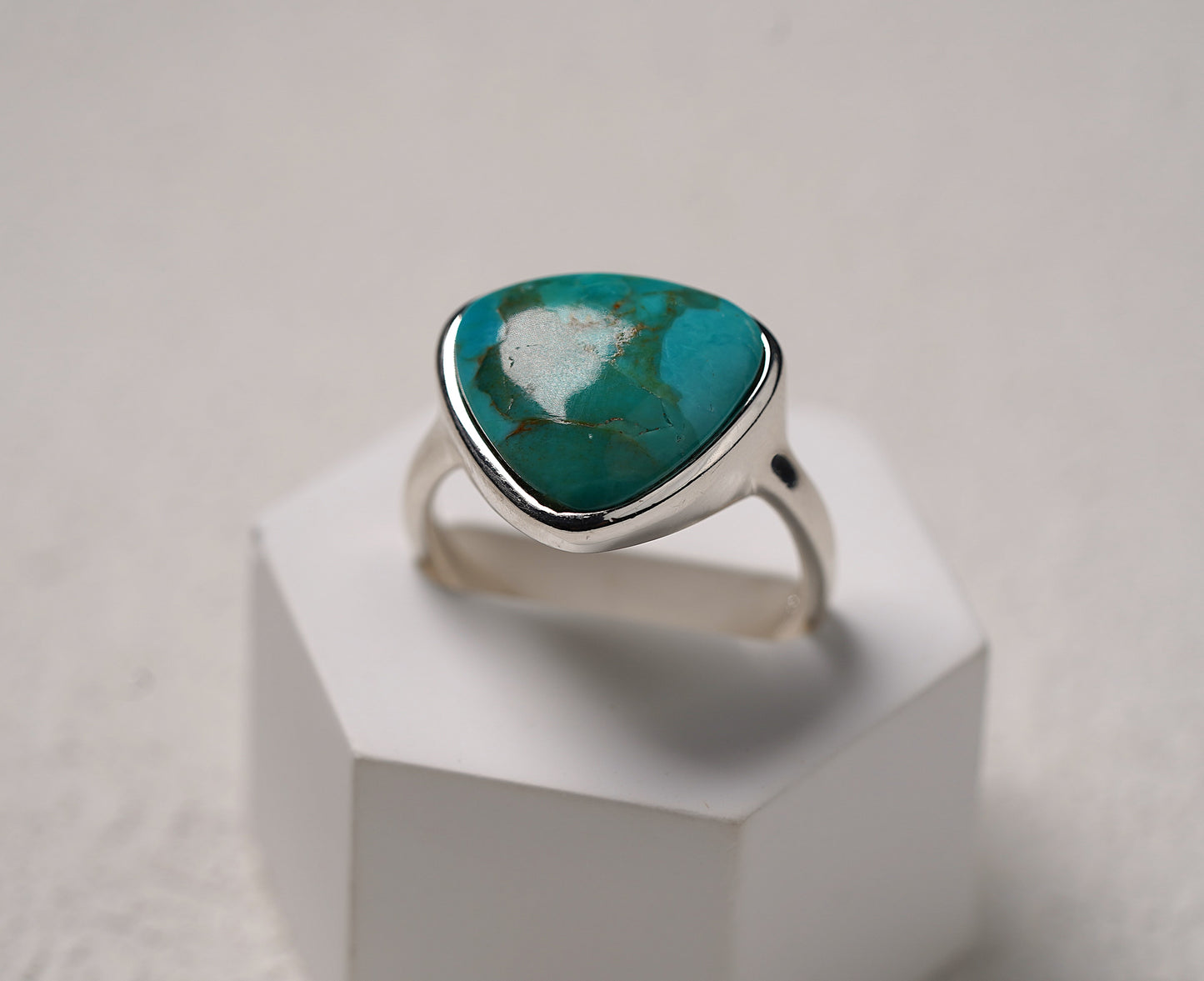 925 Sterling Silver Large Turquoise Stone Ring