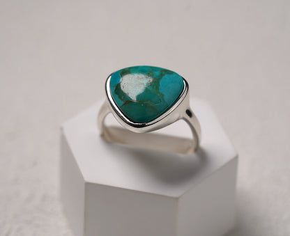 925 Sterling Silver Large Turquoise Stone Ring