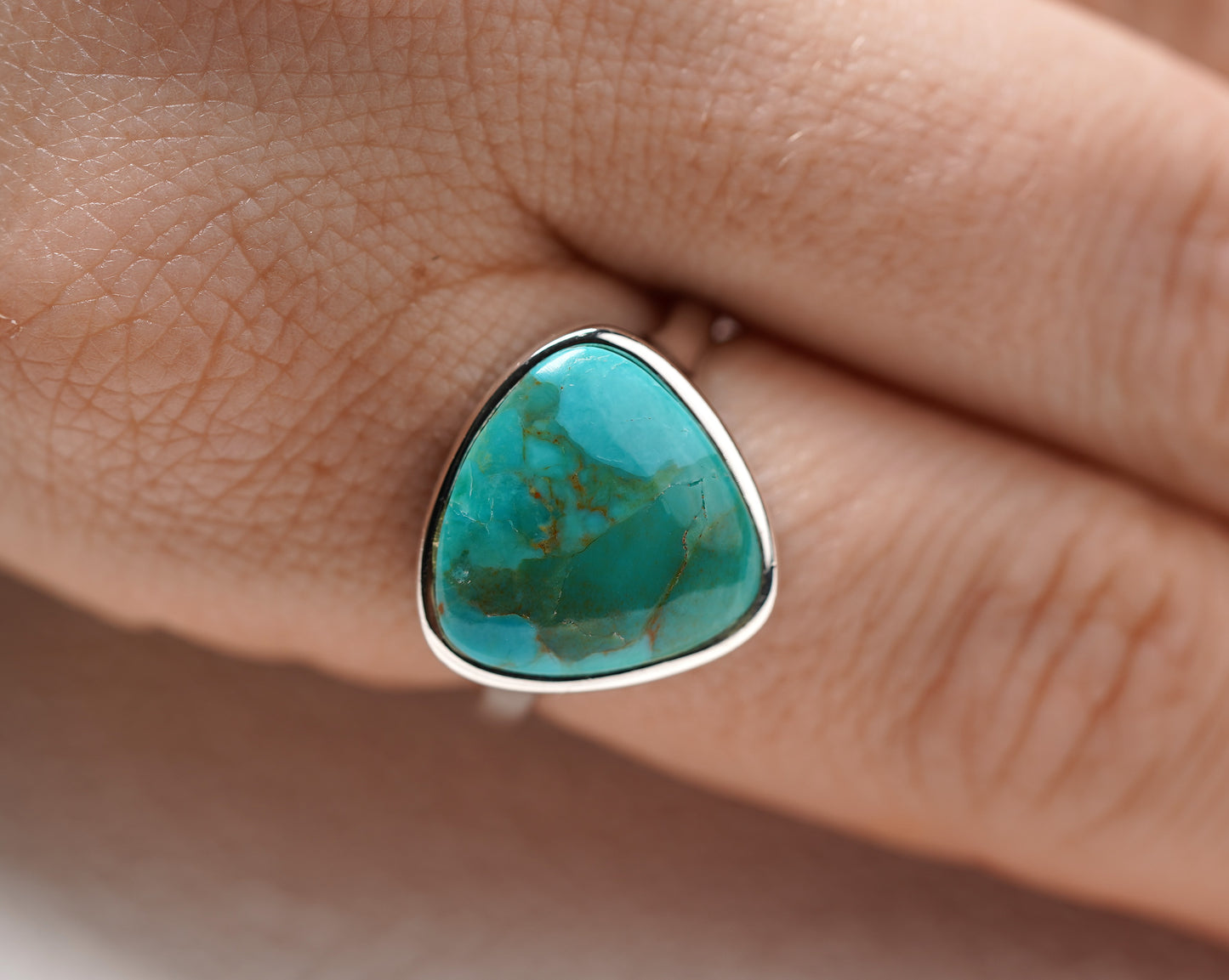 925 Sterling Silver Large Turquoise Stone Ring