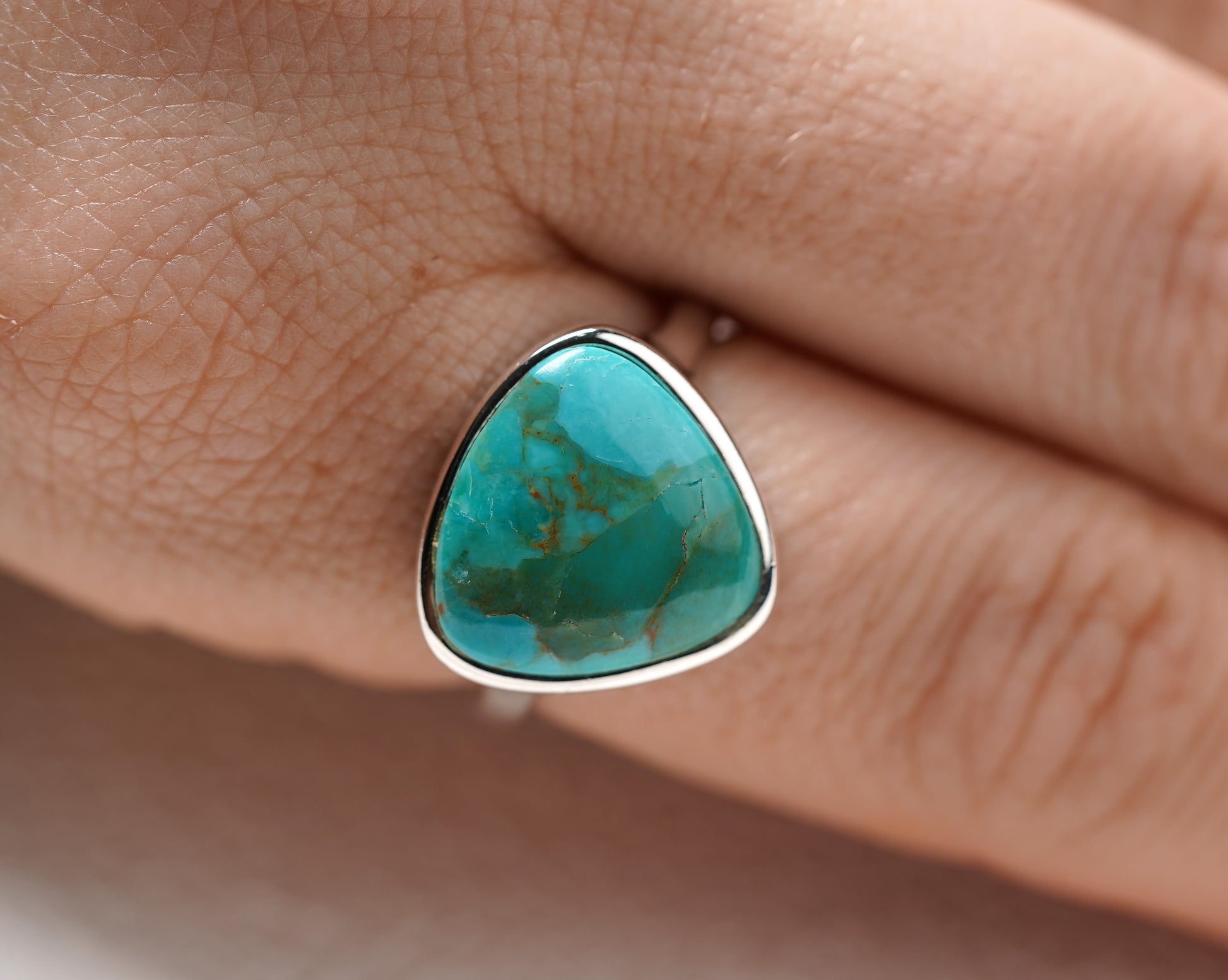 925 Sterling Silver Large Turquoise Stone Ring