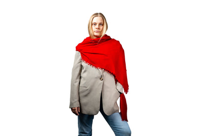 Vibrant Red Cashmere Scarf GRIHA