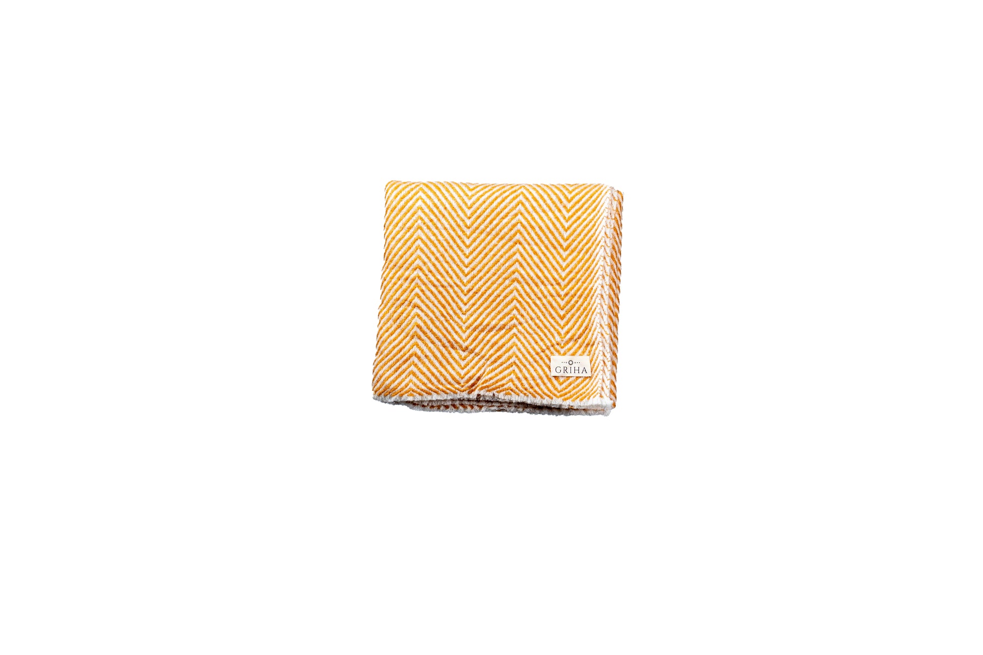 White and Mustard Herringbone Pashmina Shawl Scarf- GRIHA