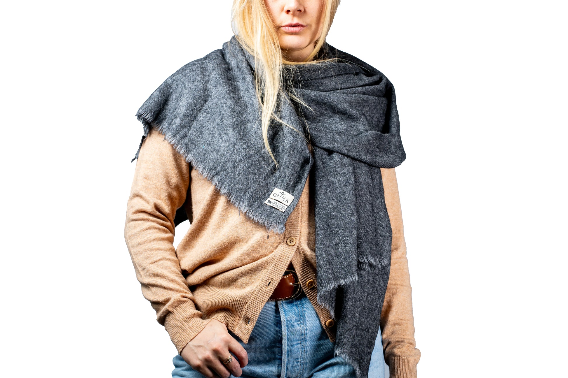 Charcoal 100% Yak Wool Shawl – Luxury, Soft & Warm